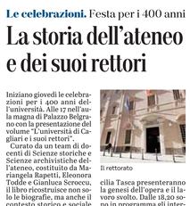 La notizia su L'Unione Sarda del 13 ottobre 2020 a pagina 21