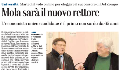L'articolo su L'Unione Sarda del 13 dicembre 2020 a pagina 34