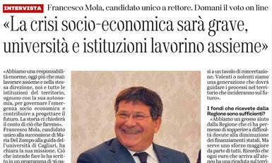 L'intervista a pagina 13 de L'Unione Sarda del 14 dicembre 2020