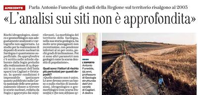 L'intervisa a Antonio Funedda su L'Unione Sarda del 7 gennaio 2021 a pagina 5