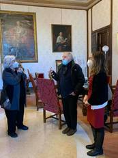 Un momento del dialogo tra il Rettore Maria Del Zompo, l'artista Italo Antico e la docente di Storia dell'Arte Rita Pamela Ladogana