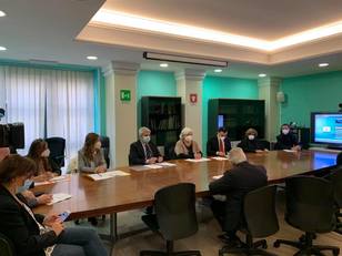 Un'immagine della conferenza stampa di questa mattina