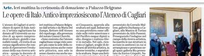 La notizia su L'Unione Sarda del 3 febbraio 2021 a pagina 52