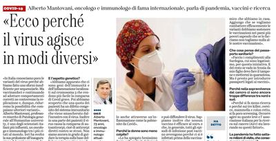 Leggi l'intervista di Fabio Manca a Alberto Mantovani su L'Unione Sarda del 5 marzo 2021 a pagina 6