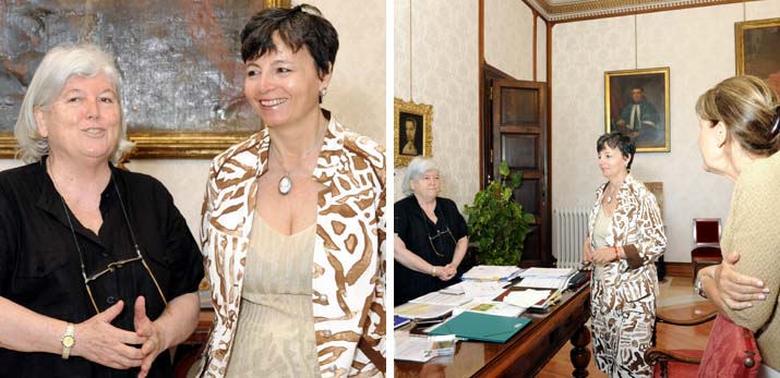 Due momenti dell'incontro in Rettorato