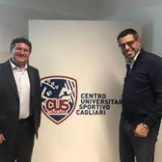 Il rettore Francesco Mola (a sinistra) con il presidente del Cus Cagliari, Marco Meloni