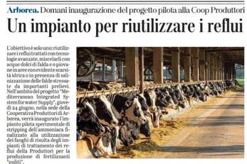 La notizia su L'Unione Sarda del 23 giugno 2021 a pagina 42