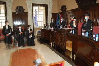 Un momento della cerimonia di questa mattina