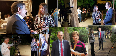 Un collage delle varie interviste rilasciate da Francesco Mola, Luciano Colombo, Giorgio Angius e Pietro Ciarlo. Al centro, in basso, Luciano Colombo con Micaela Morelli, l'attuale prorettore e la precedente prorettrice alla Ricerca scientifica di UniCa