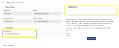 BiblioSar Perfezionamento Iscrizione