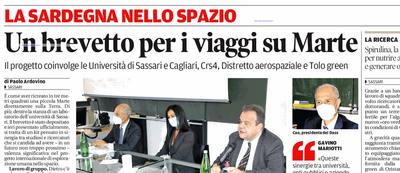 La notizia su La Nuova Sardegna del 15 ottobre 2021 a pagina 13