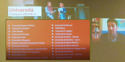 L'elenco degli atenei italiani che partecipano a UNICORE 3.0 in una delle slide di Daniele Albanese