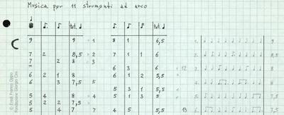 Franco Oppo, Musica per 11 strumenti (schizzo) &copy; Eredi Franco Oppo / Fondazione Giorgio Cini