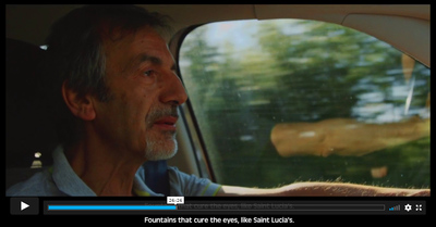 Marco Cadinu in un fotogramma tratto dal film "Funtaneris. Sulle strade dell'acqua"