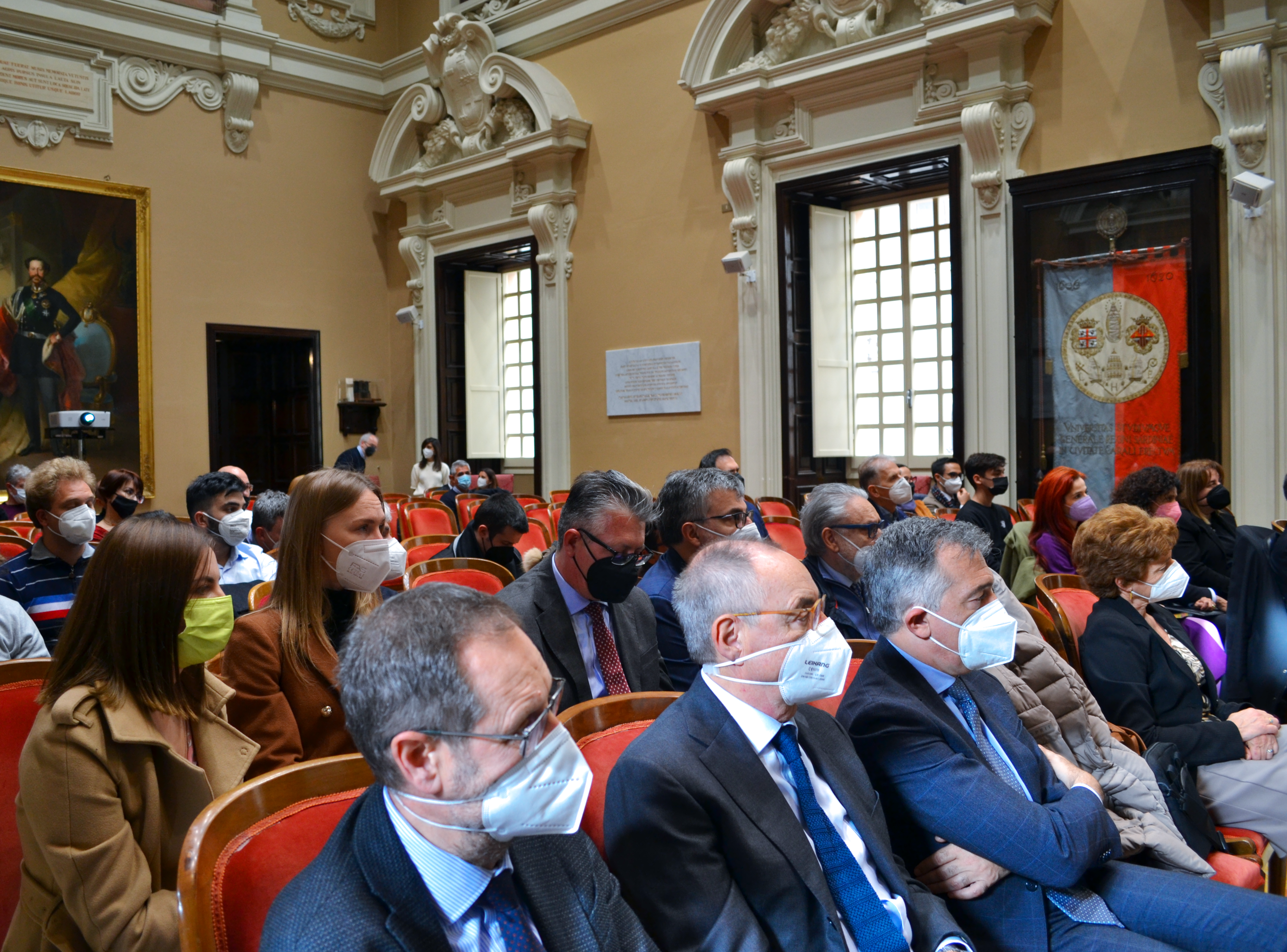 Il pubblico nell'aula magna del Rettorato