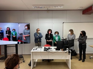 Cagliari. La presentazione del primo step del percorso di sensibilizzazione. Da sinistra, Stefano Carta, Cristina Cabras, Luciana Murru, Elisa Mosconi ed Elisabetta Gola sinistra