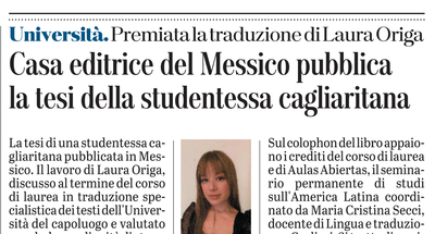 L'articolo su L'Unione Sarda del 23 aprile 2022 a pagina 19