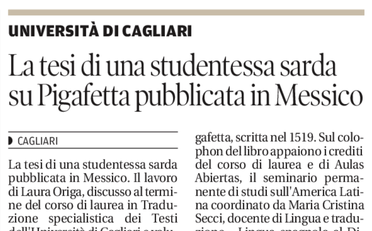 La notizia su La Nuova Sardegna del 23 aprile 2022 a pagina 7