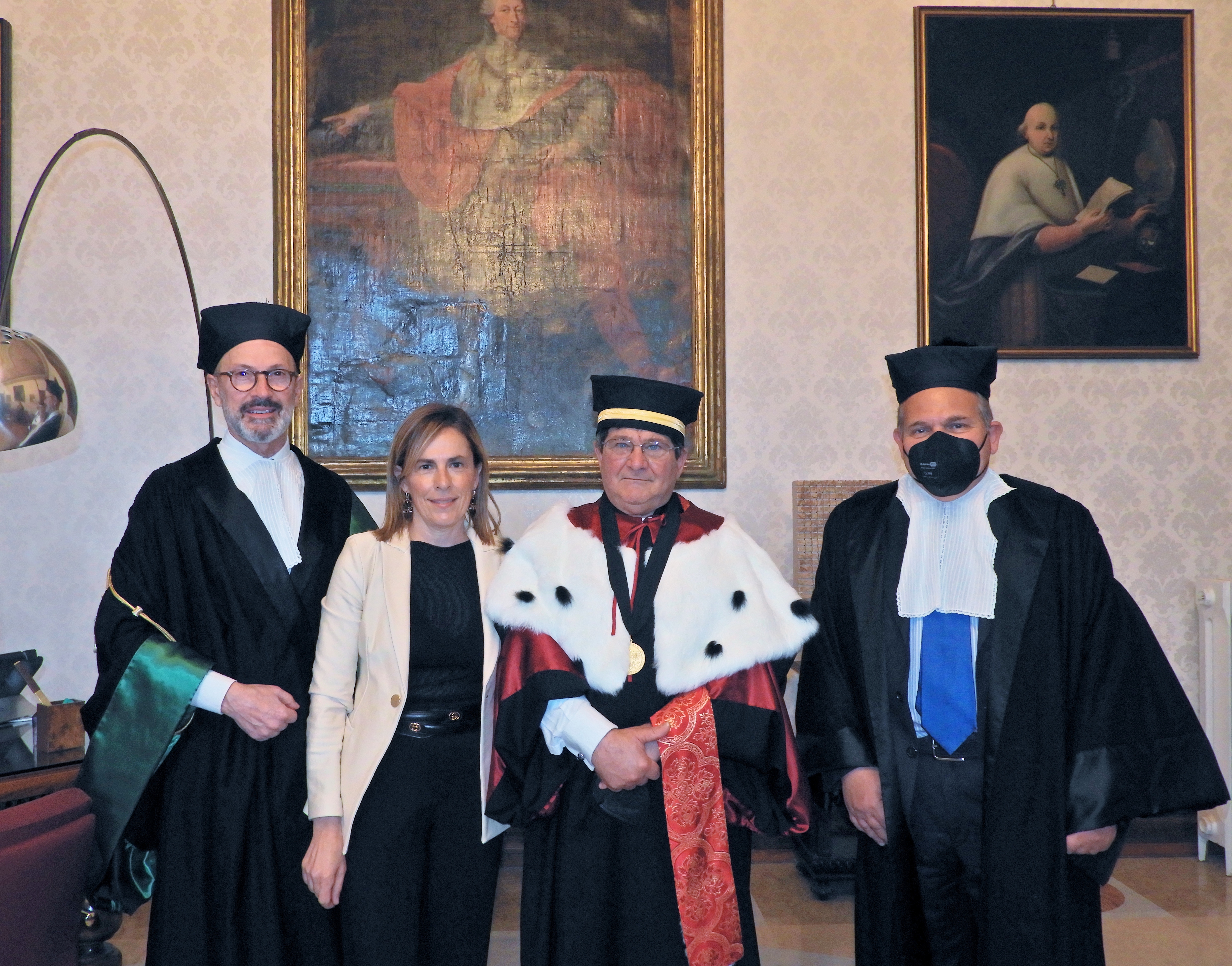 Il Rettore Francesco Mola con il Prorettore Fenu, il DG Urru e il Capo di Gabinetto Alessandra Orr&ugrave;