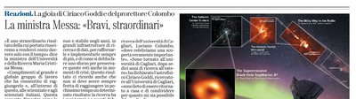 Le dichiarazioni sulla scoperta nell'articolo su L'Unione Sarda del 13 maggio 2022 a pagina 45