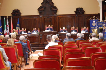 L'Aula Magna durante i lavori di questa mattina