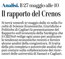 La notizia su L'Unione Sarda del 21 maggio 2022 a pagina 15