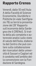 La notizia su L'Unione Sarda del 25 maggio 2022 a pagina 21