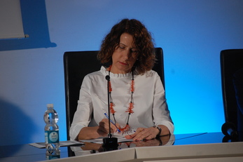 Giuseppina De Giudici durante il convegno di questa mattina in Aula Lai