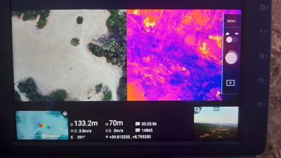 Visualizzazione in tempo reale delle aree rilevate nell'infrarosso termico | &copy; AirLab CNR ISPC