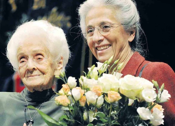 Rita Levi-Montalcini con la nipote Piera Levi-Montalcini