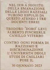 La targa in onore di Davide Teodoro Levi, Alberto Pincherle, Camillo Viterbo