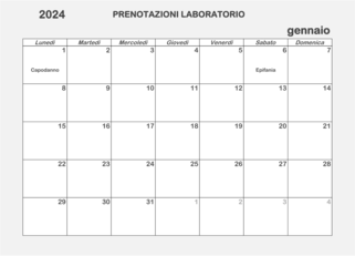 calendario prenotazioni laboratorio