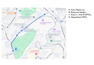 Mappa dei principali luoghi della conferenza ECREA OSC con legenda dei punti di interesse (sedi delle attività)