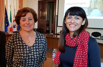 La dottoressa Isabella Soi (a destra) con la professoressa Alessandra Carucci, prorettore all&rsquo;internazionalizzazione dell&rsquo;Universit&agrave; di Cagliari