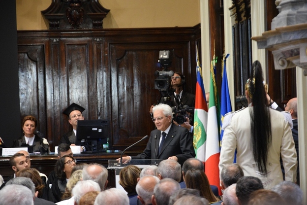 Il Presidente Mattarella nell'Aula Magna del Rettorato