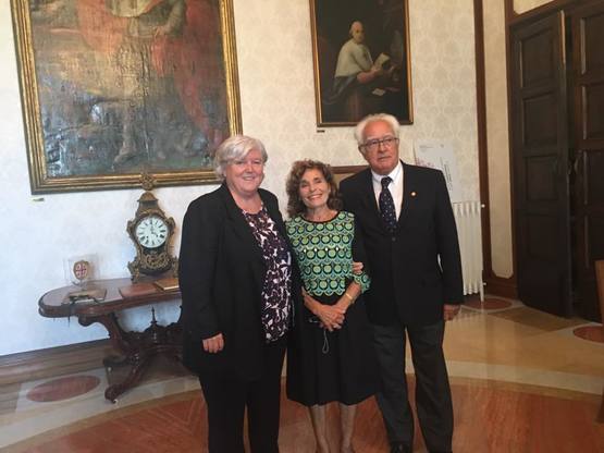 I signori Franco Marini ed Elisabetta Picci, promotori del Premio di laurea, con il Rettore Maria Del Zompo