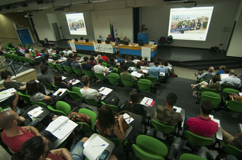 Cittadella universitaria di Monserrato. Uno scorcio dell'aula magna intitolata ad Alberto Boscolo, già rettore (1970/74),  storico e medievista dell'ateneo di Cagliari, scomparso nel 1987.