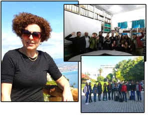 La professoressa Patrizia Manduchi e il gruppo di studenti cagliaritani a Tunisi