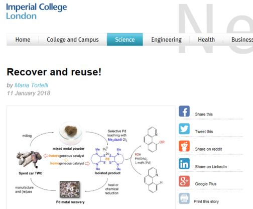 L'home page del sito dell'Imperial college di Londra ha aperto con il metodo brevettato dai ricercatori dell'Università di Cagliari